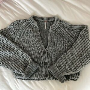 Free People Gray Knit Cardigan